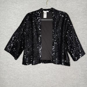 Chico’s Kimono Jacket Size 0 XXS/XS Velvet SequinOpen Holiday Formal‎ Cardigan